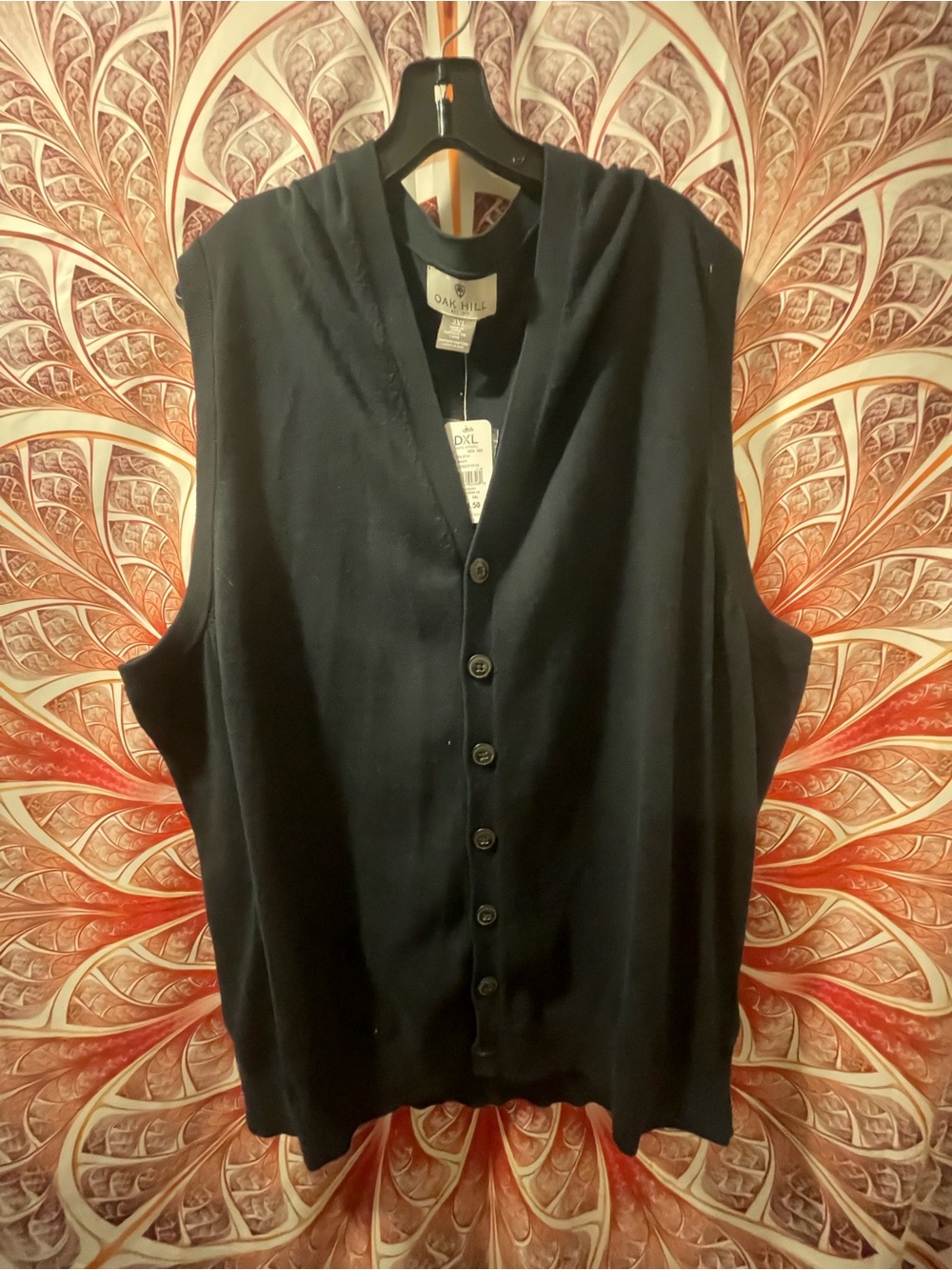 Oak Hill Navy Blue Button Front Hooded Vest 3XL Men’s
